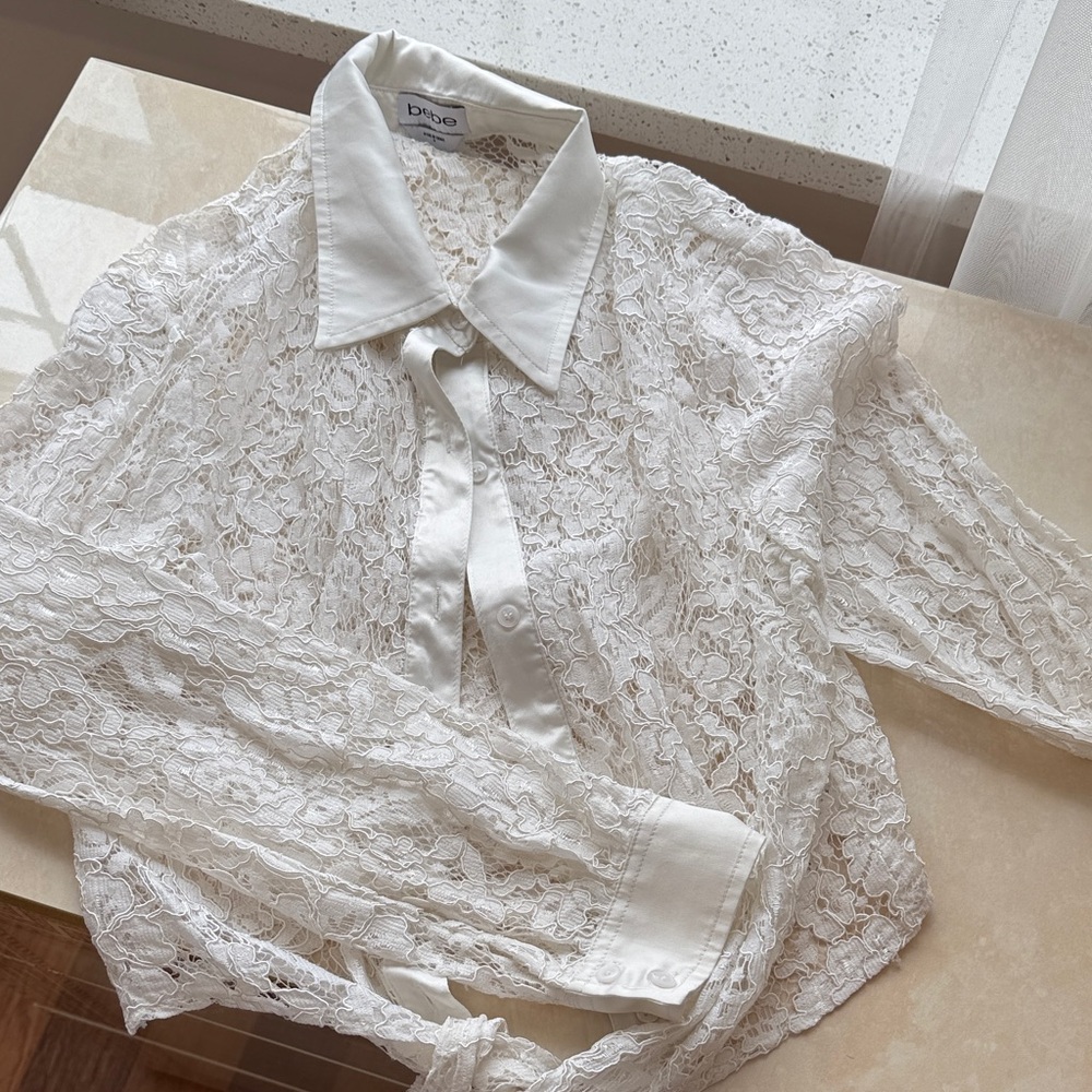 Bebe White Lace Blouse